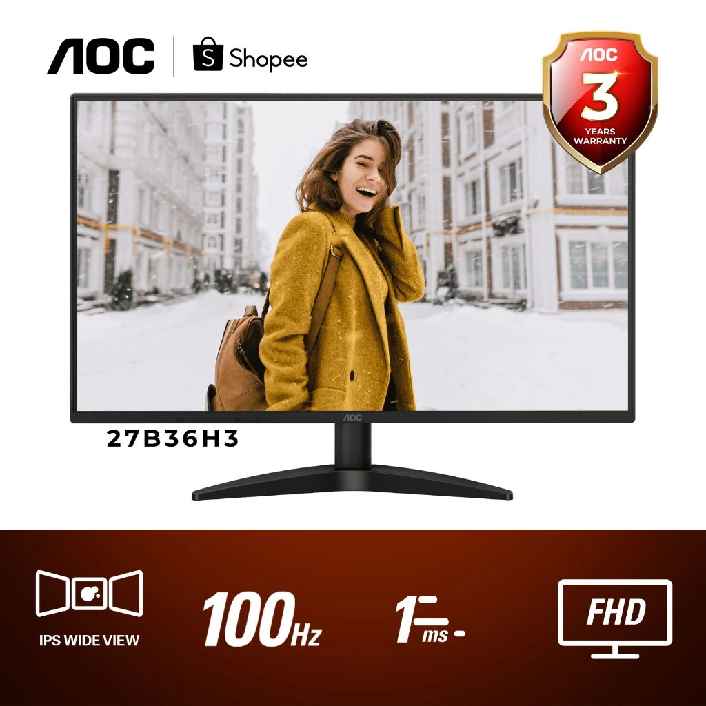 Monitor LED AOC 27B36H3 27" 120Hz 1ms IPS FHD AdaptiveSync 3-Sided Frameless