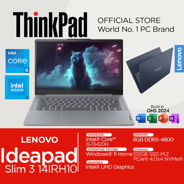 Lenovo IdeaPad Slim 3 Core i5 13420H 8GB RAM 512GB SSD Windows 11 OHS 2021 14 Inch FHD IPS 3NID