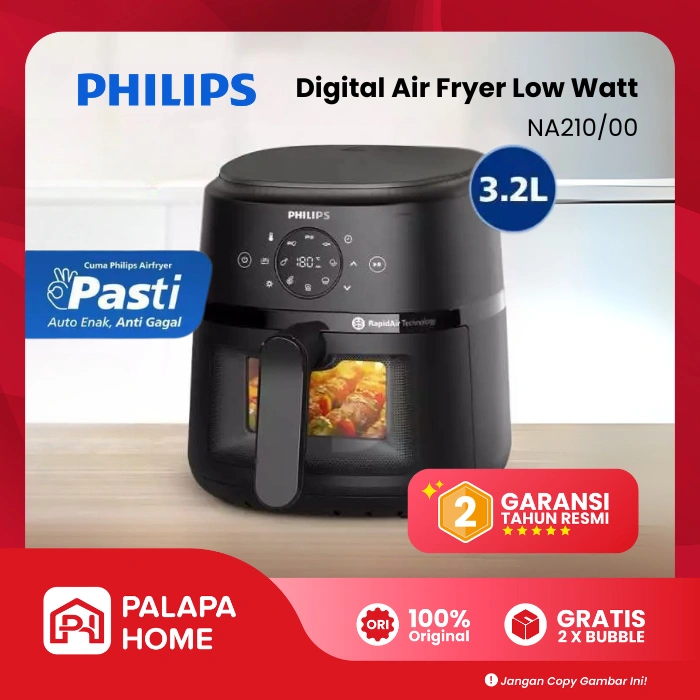 Philips Air Fryer Digital Low Watt Compact 3,2 L Transparan NA210/00 NA211/00