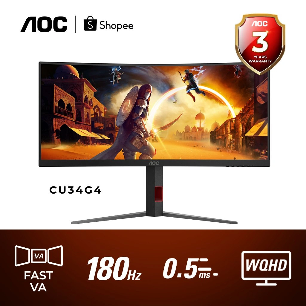 Monitor LED AOC CU34G4 34" Fast-VA 180Hz WQHD 1MS Adaptive Sync HDR10