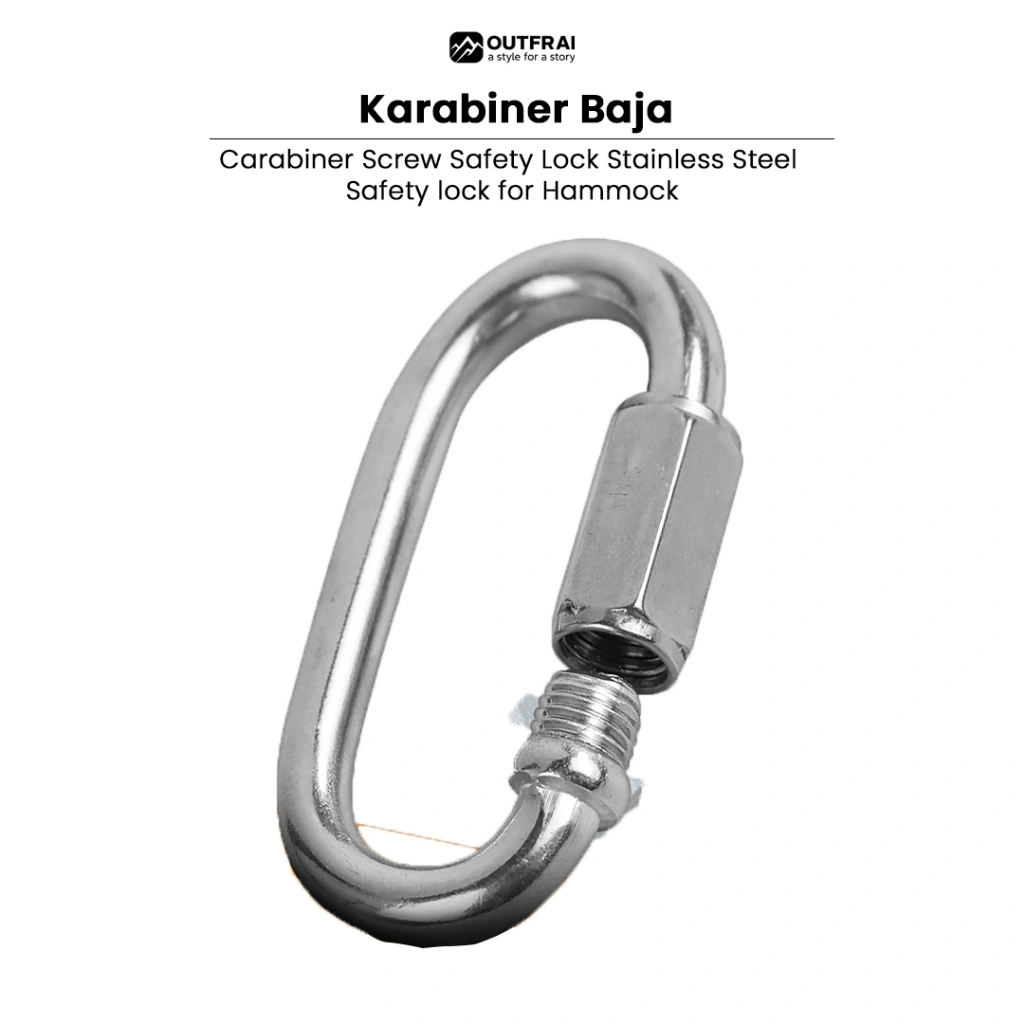 Karabiner Baja Carabiner Screw Safety Lock Stainless Steel Safety lock for Hammock - XD-8619