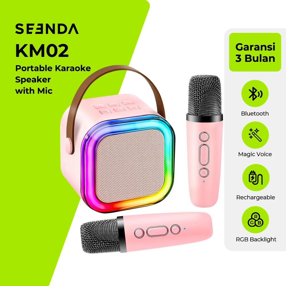 SEENDA KM02 Karaoke Speaker 2 Mics Mini Wireless Portable Bluetooth with LED Lights