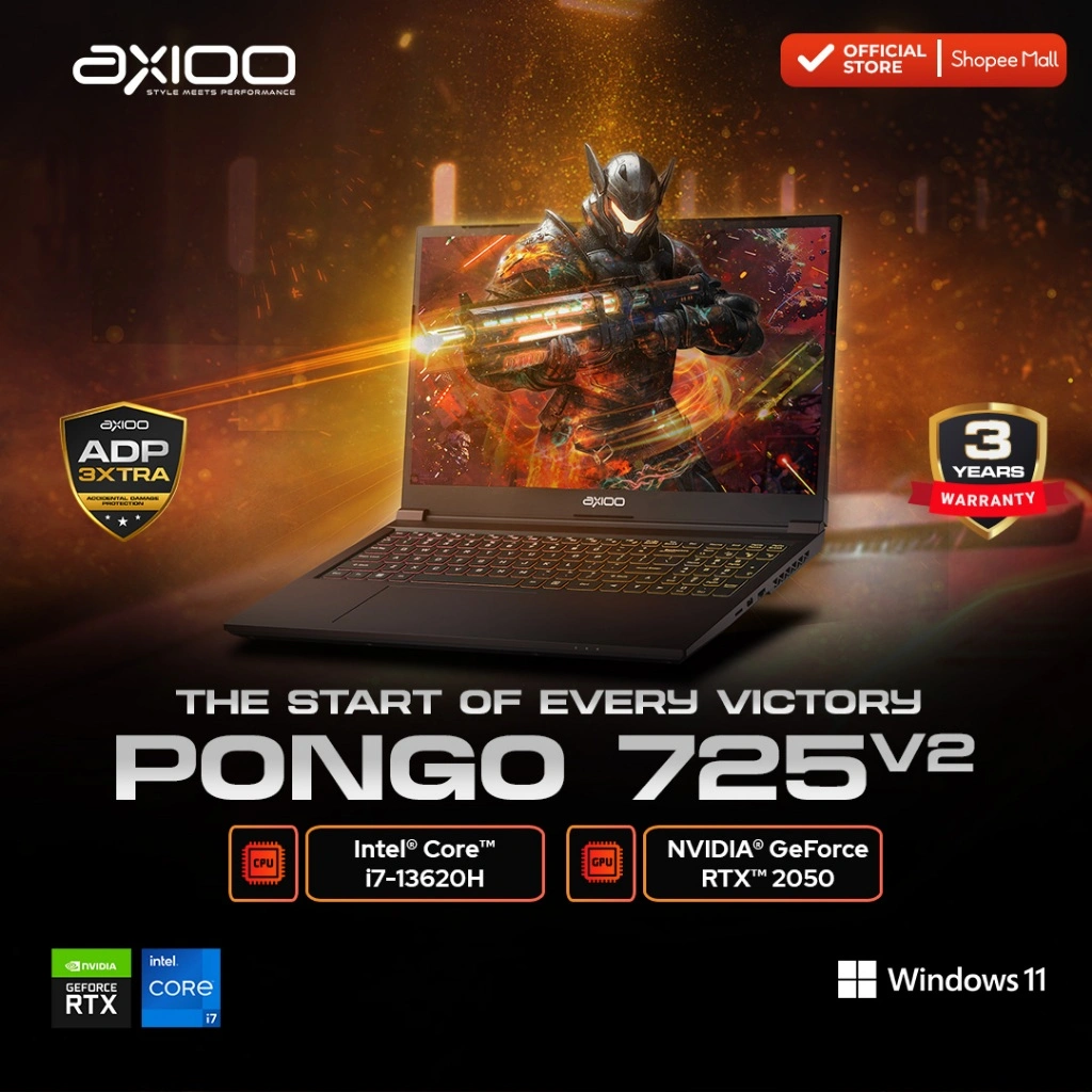 Axioo Laptop Gaming Pongo 725 V2 Core i7-13620H/16GB/512GB/RTX 2050/FHD IPS 144Hz - Windows 11