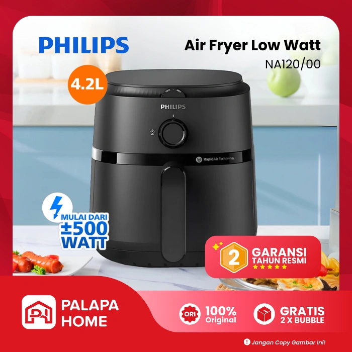 Philips Air Fryer Low Watt 800W 4,2 Liter Penggorengan Tanpa Minyak Anti Lengket AirFrayer NA120/00