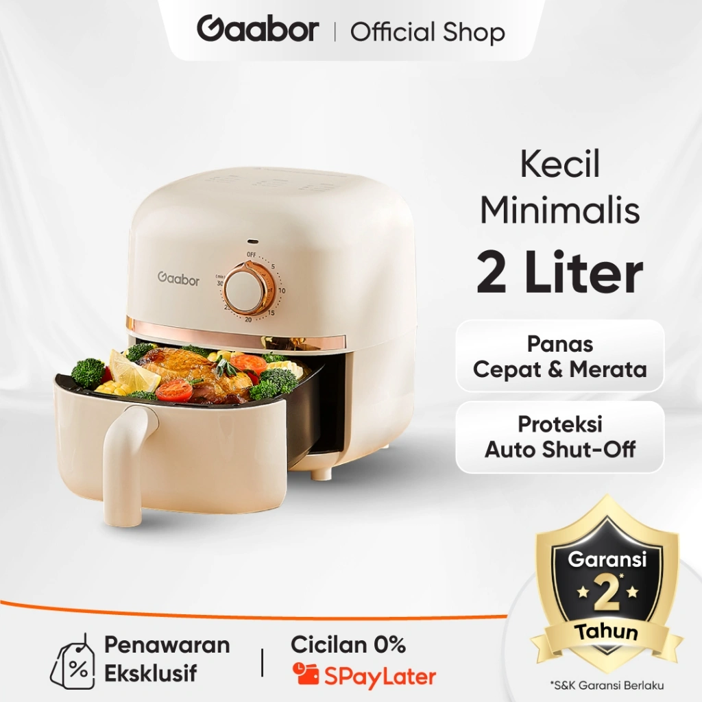 Gaabor mini Air Fryer 2L Low Watt 600W Mesin Penggorengan Tanpa Minyak Anti Lengket / AF20-YE01A
