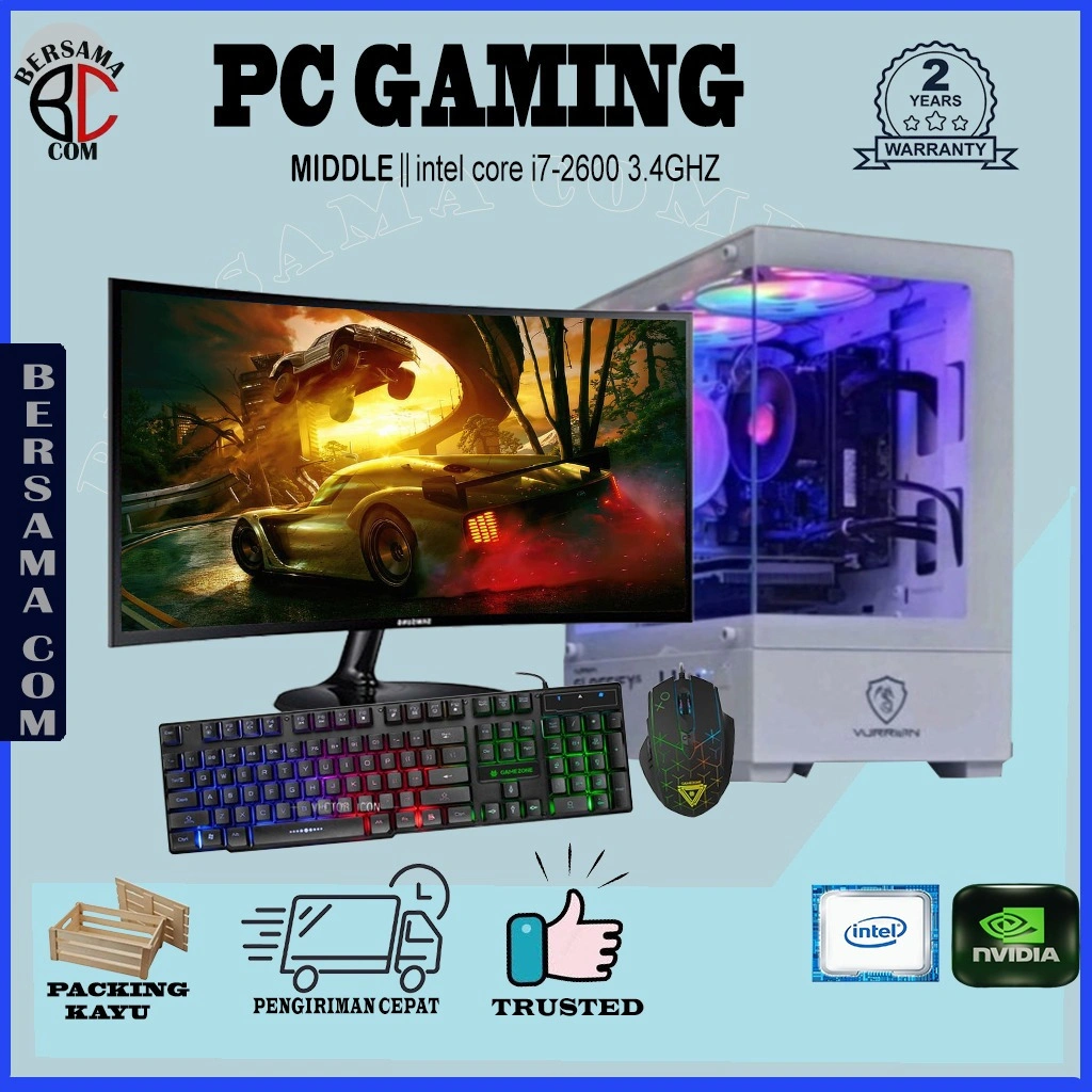 Paket Pc gaming core i7| Ram 16gb | Ssd 240 gb Vga 4gb| MONITOR 24 INC CURVED siap pakai