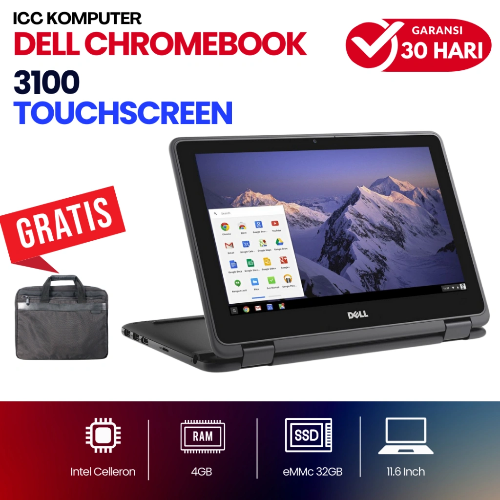 DELL CHROMEBOOK 3100 3190 YOGA INTEL CELERON - LAYAR 11,6 INCH TOUCHSCREEN| SECOND MURAH MULUS BERKUALITAS & BERGARANSI / Chromebook