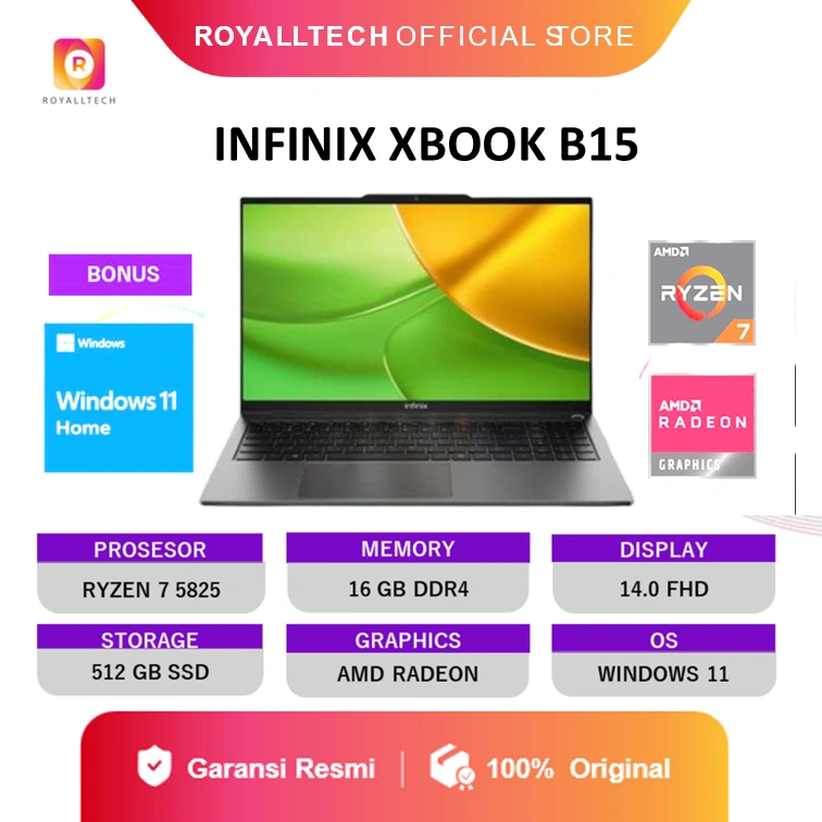 INFINIX XBOOK B15 RYZEN 5 7430 8GB 512GB W11 15.6FHD GRY