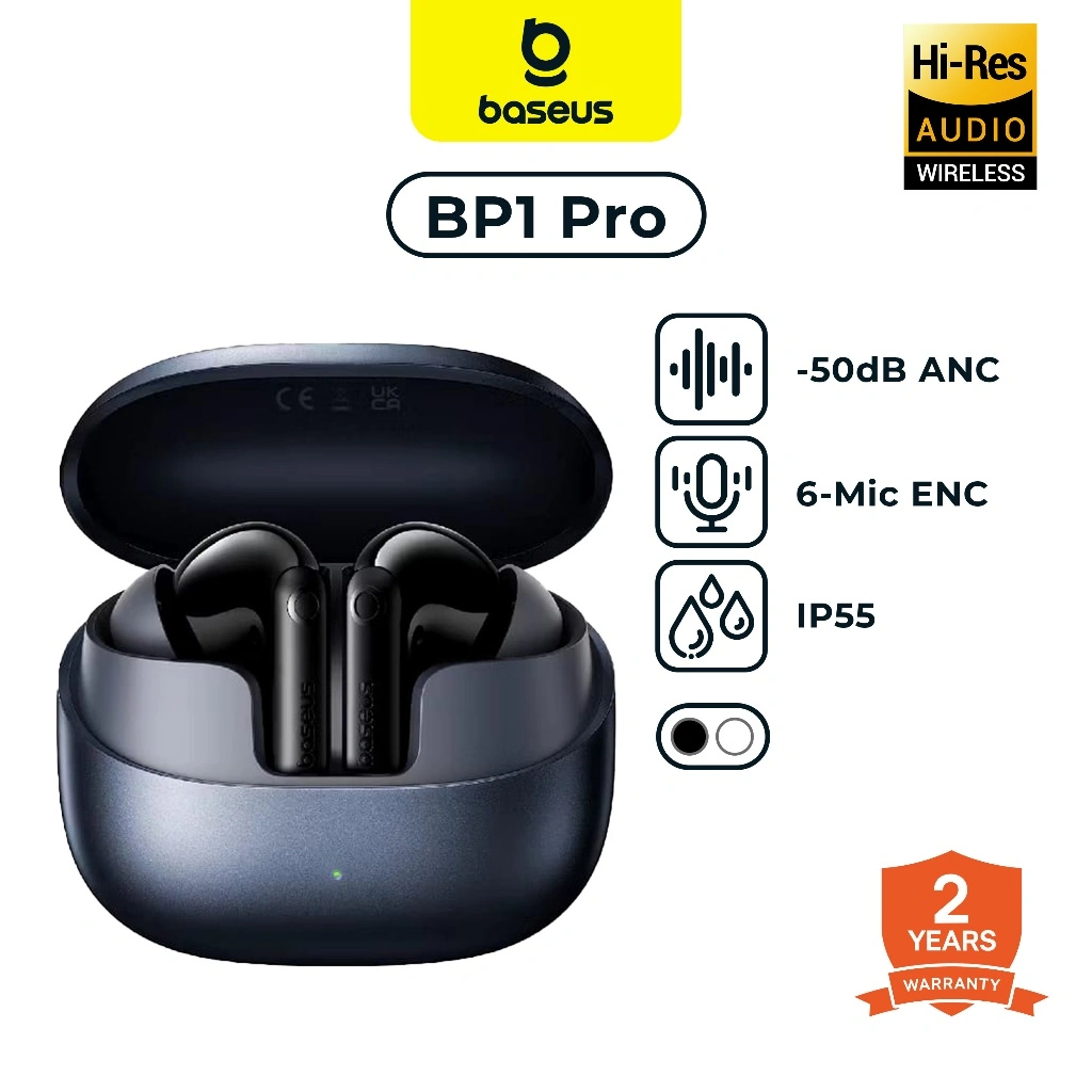 BASEUS TWS BP1 Pro True Wireless Earphone Hi-Res LDAC -50dB ANC with IP55 Playtime 55H Bluetooth 6.0
