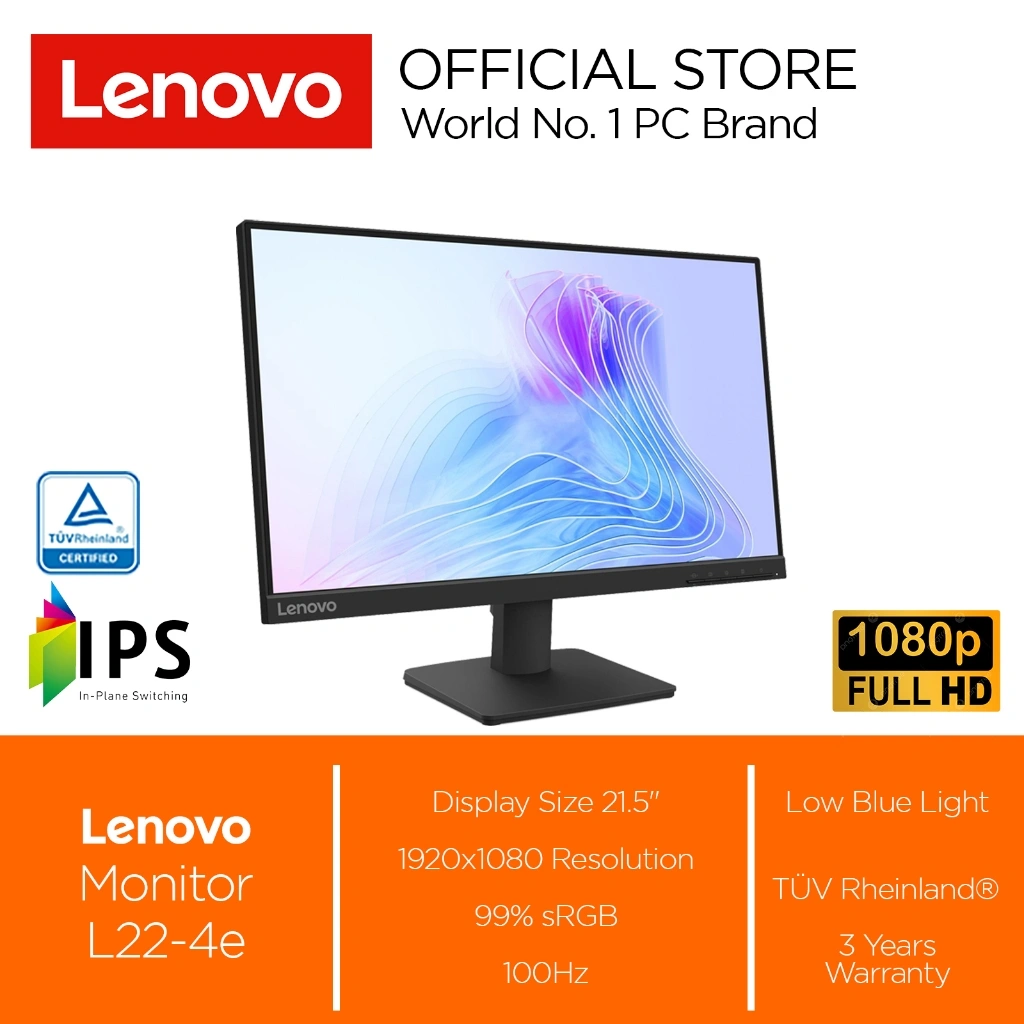 Monitor Lenovo LED L22-4e 21.5" 100Hz IPS HDMI 99%sRGB Eyesafe