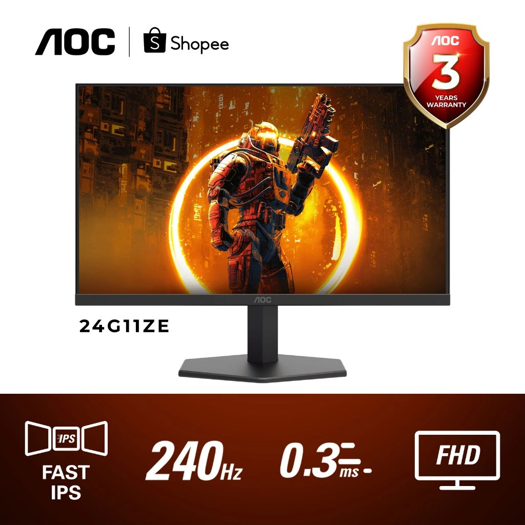 Monitor LED AOC 24G11ZE Adaptive Sync 23,8" FAST-IPS 200Hz(240Hz Over Clock) FHD 0.3MS HDR10