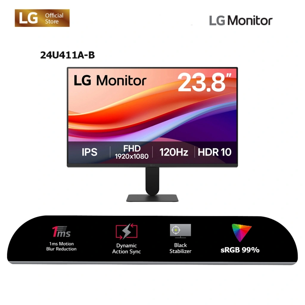 (BEST SELLER ) LG 24U411A-B FHD IPS Monitor 120Hz, 1ms, with 4 Side Borderless