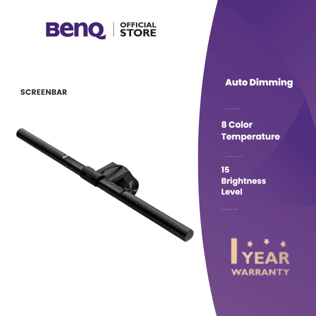 BenQ ScreenBar Monitor Light Lampu LED Gantung Layar Monitor dengan Pengaturan Tingkat Cahaya
