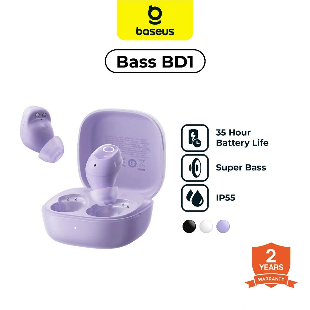 BASEUS TWS Mini Bass BD1 Comfortable Design 35H Playing Time | True Wireless Earbuds Headset Bluetooth 5.4 | Earphone Stereo Bass IPX55