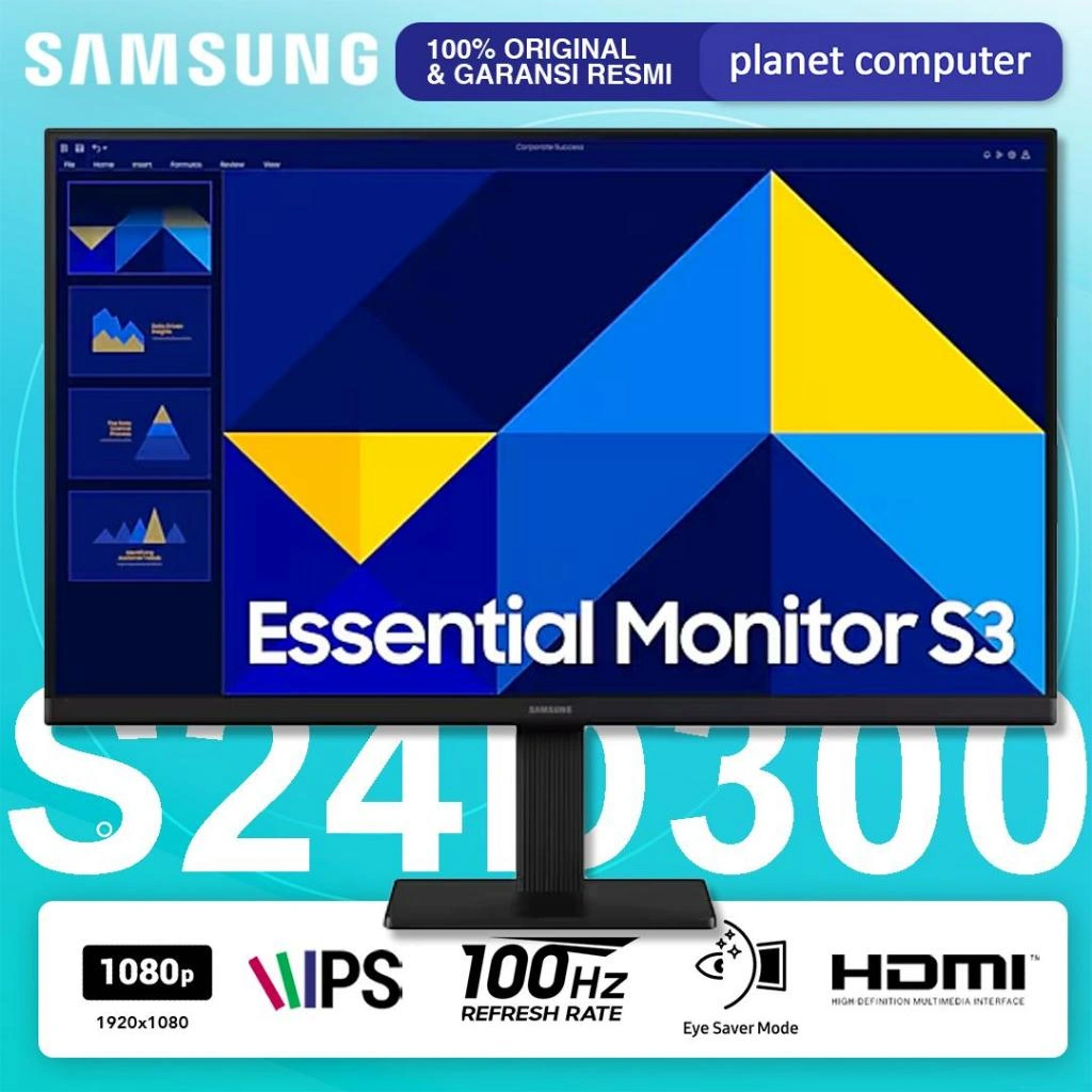 SAMSUNG MONITOR  24 inch FHD IPS 100HZ S24D300 Bezel-less Design HDMI Freesync | S24R350 S24C330