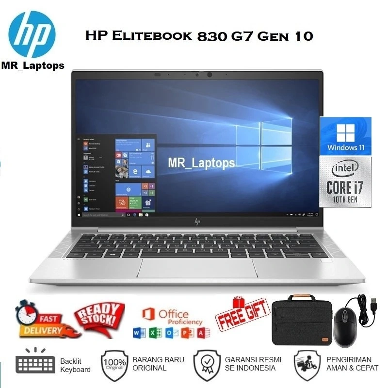 Laptop HP Elitebook 830 G7 Core i7 Gen 10 Ram 16GB/1TB SSD - Win 11 Pro //  Free Mouse & Tas