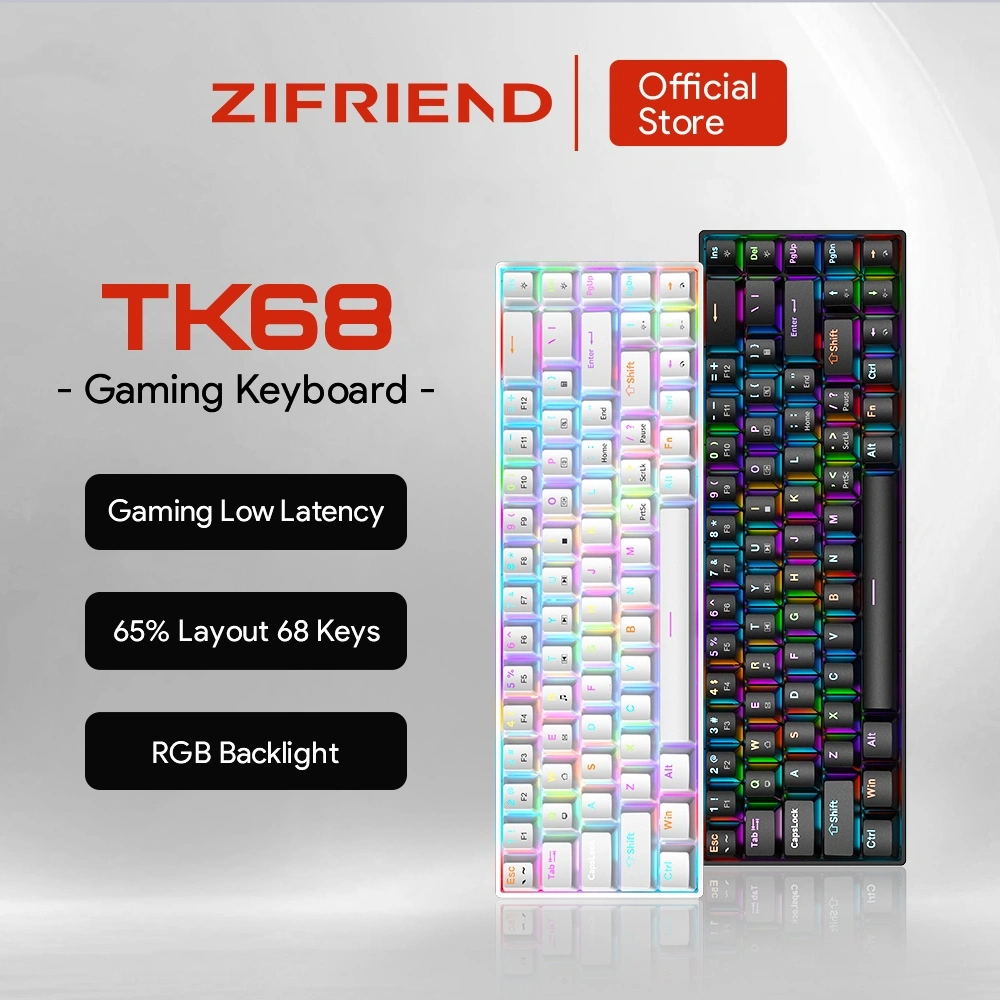 ZIFRIEND TK68 RGB Backlit Mechanical Keyboard Hotswap Wired Blue Red Switch Gaming Keyboard