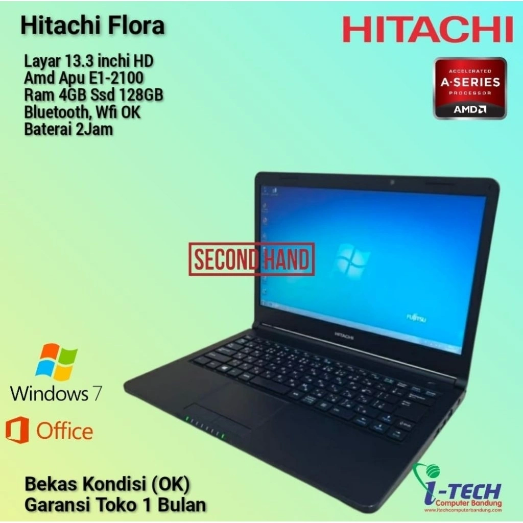 LAPTOP HP | DELL | HITACHI FLORA AMD E1-2100 APU | CORE 2DUO RAM 4GB HDD 250GB | SSD 128GB