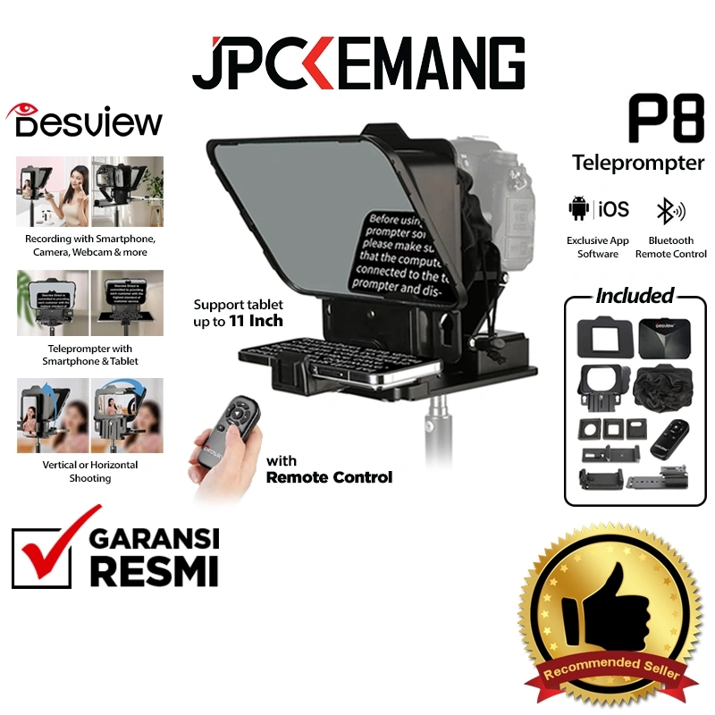 Desview P8 Universal Portable Teleprompter for Camera & Smartphone HP Desview P 8 Tele Prompter Garansi Resmi
