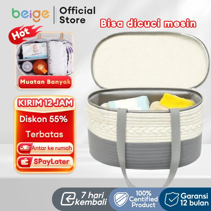 BEIGE Baby BAG Rope Caddy Bag | Diaper Bag Organizer Bag  Tas Bayi Multifungsi