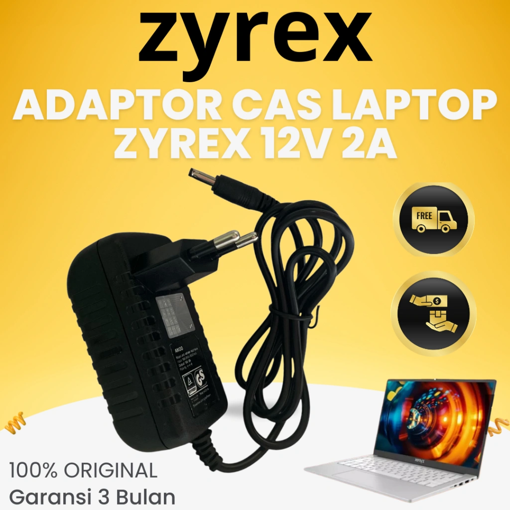 ADAPTOR CHARGER ZYREX SKY 232 232S PLUS XTREME SKY 360 Laptop 2 in 1 12V 2A DC 3.5 1.5 mm