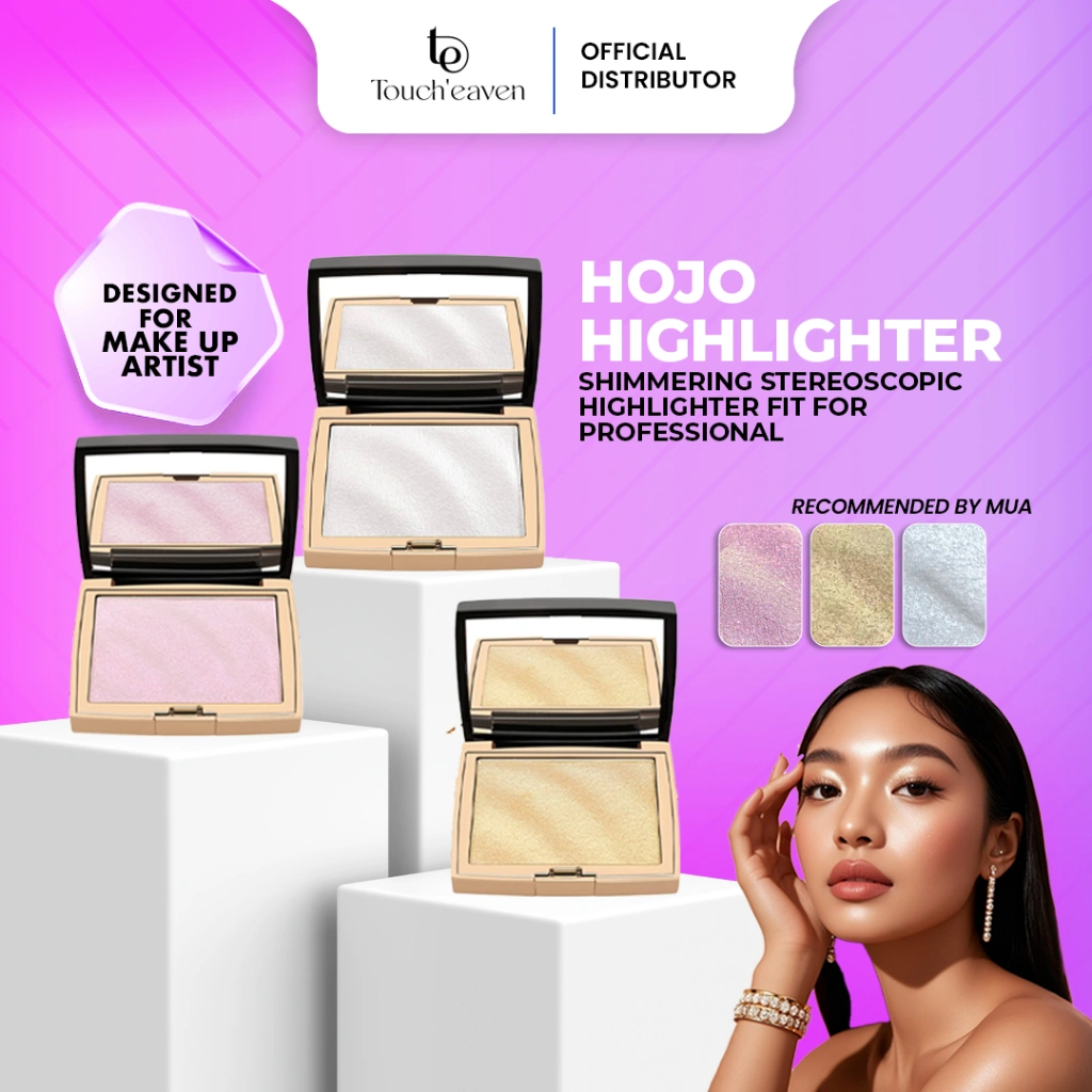 HOJO Shimmering Stereoscopic Highlighter Makeup Wajah highlighter powder - Tahan Air, Efek Kilauan Alami, Tersedia 3 Warna