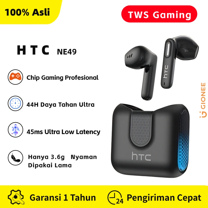 HTC NE49 TWS Gaming Earphone Bluetooth AI Translator Earbuds with Mic Music HD Call Earbuds Waterproof and Sweatproof Low Latency  Long Battery Life  Suitable for MLBB FF PUBG