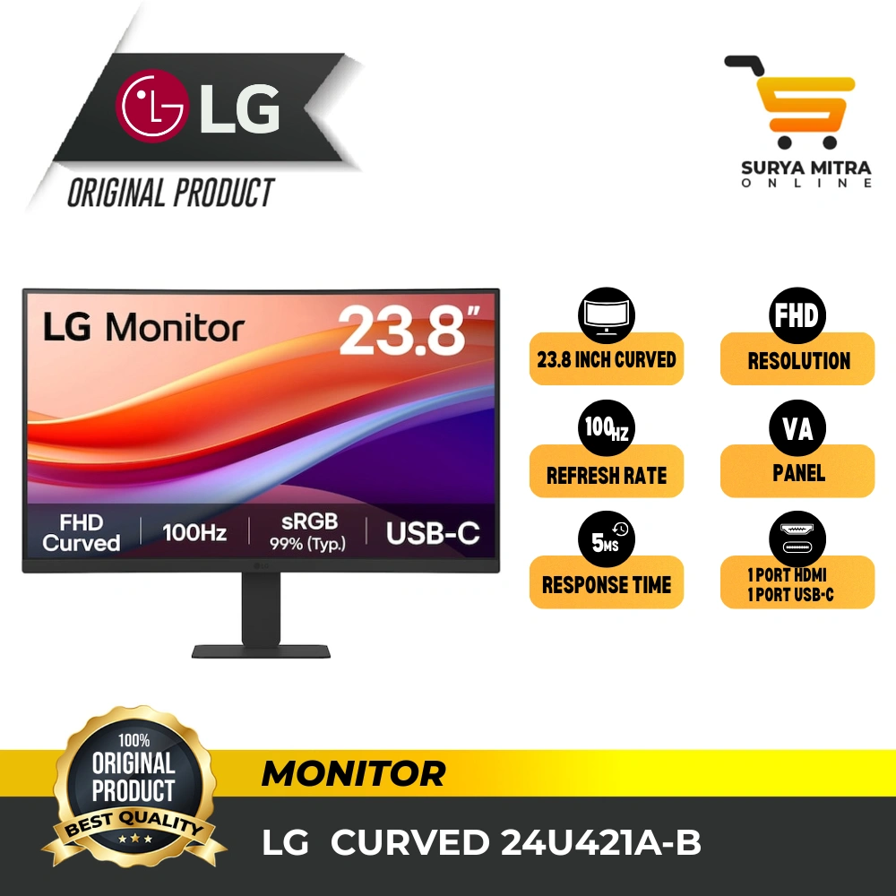 LED Curved Monitor LG FHD 24U421A-B / 27U421A-B 100hz USB-C