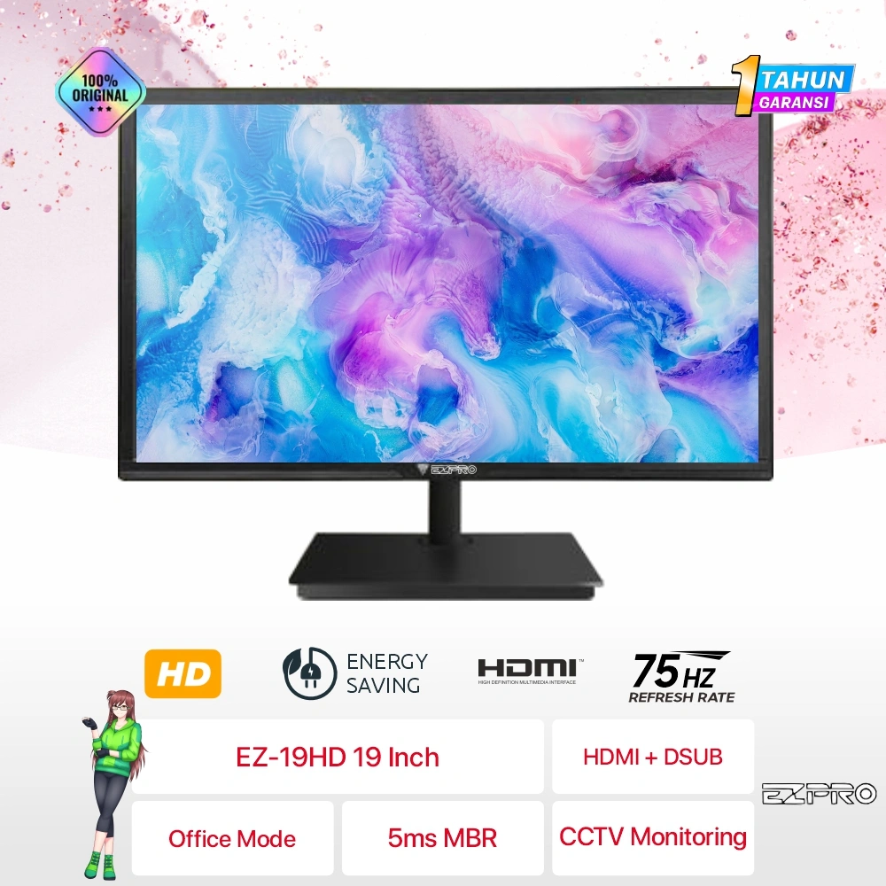 Monitor LCD 22 Inch EZ-22FHD | 20 Inch EZ-20HD | 19 Inch EZ-19HD 75Hz 5ms HDMI VGA / Monitor 19 Inch