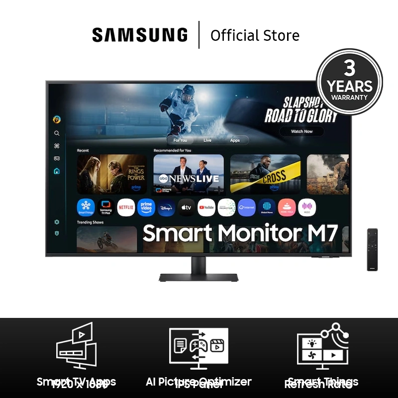 Samsung Smart Monitor 43"  M7 M70F 4K Samsung Vision AI - LS43FM702UEXXD