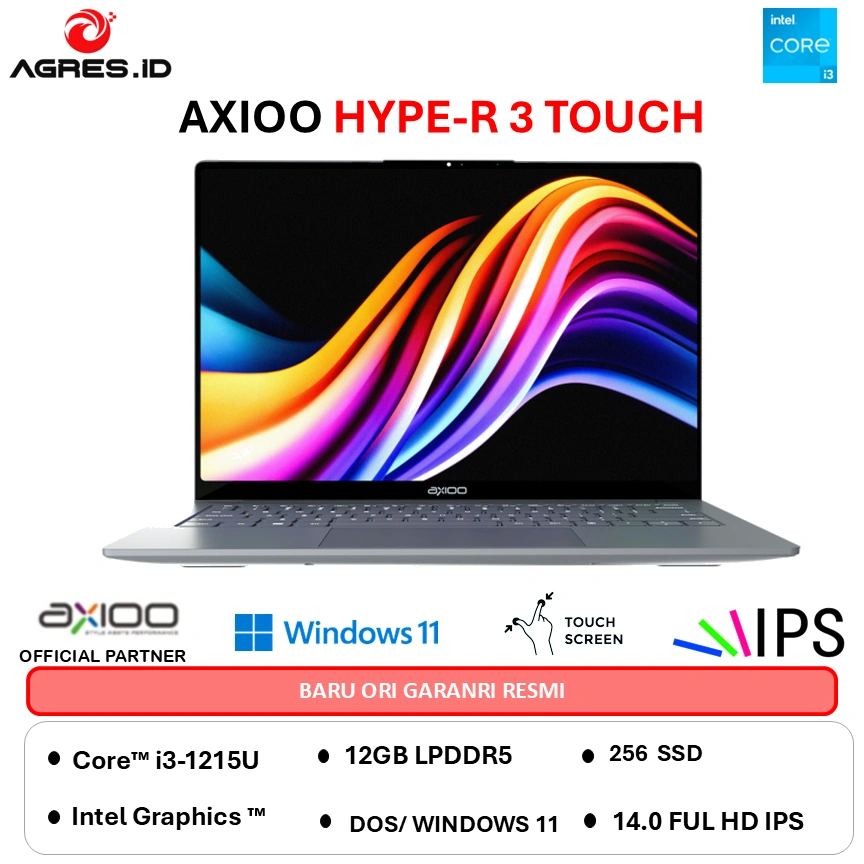 AXIOO HYPE-R 3 TOUCH INTEL CORE I3 1215 - RAM 12GB 256GB WINDOWS 11 14.0FHD IPS