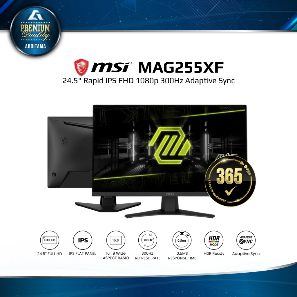 MSI MAG255XF 24.5 IPS FHD 300Hz 0.5ms HDMI 2.0x2 DP 1.4x1 HDR Adaptive Sync