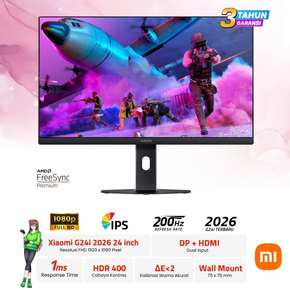 Monitor Xiaomi G24i 2026 200Hz | Xiaomi G24i 180Hz 24 inch Full HD IPS 1ms HDR HDMI DisplayPort