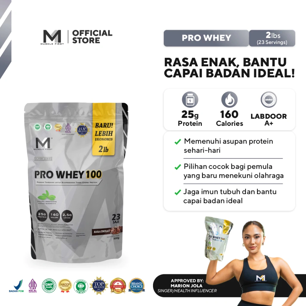 MUSCLE FIRST Pro Whey 100 2 lbs / 900 gr - Susu Whey Protein Suplemen Fitness