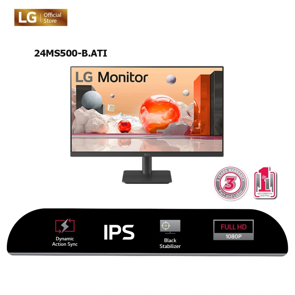 (BEST SELLER ) LG Monitor 24/25/27MS500-B 24'' FHD monitor with refresh rate 100Hz