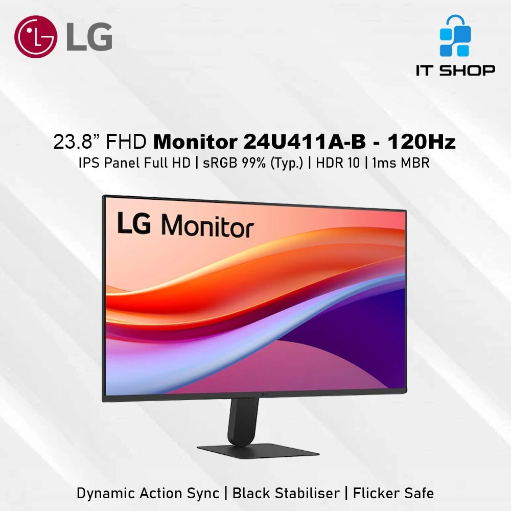 LG 23.8” IPS Full HD Monitor 24U411A-B - 120Hz