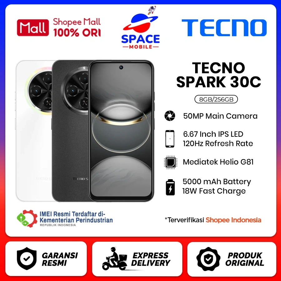 Tecno Spark 30C [8GB+256GB] - Garansi Resmi 1 Tahun