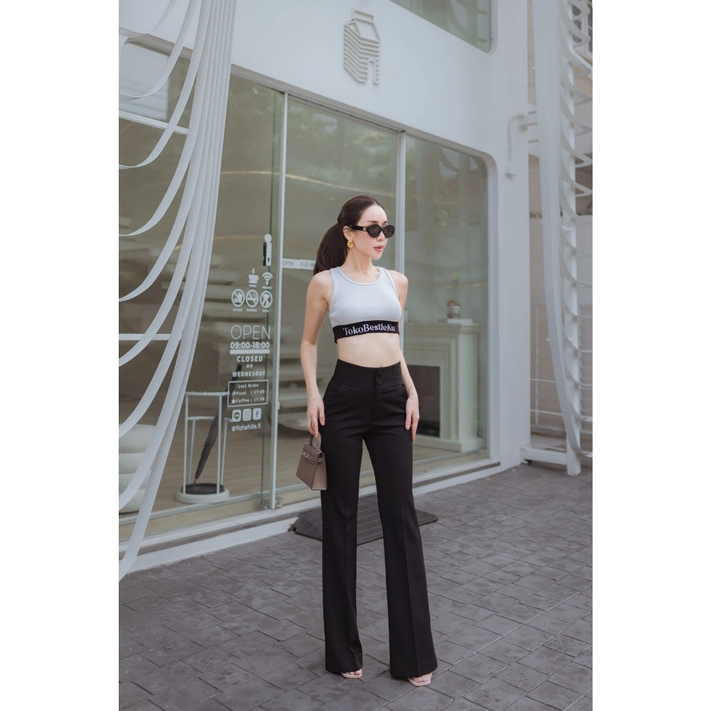 [TokoBestieKu] Esme Celana Cutbray Premium Original Bangkok High Waist Flare Pants Import