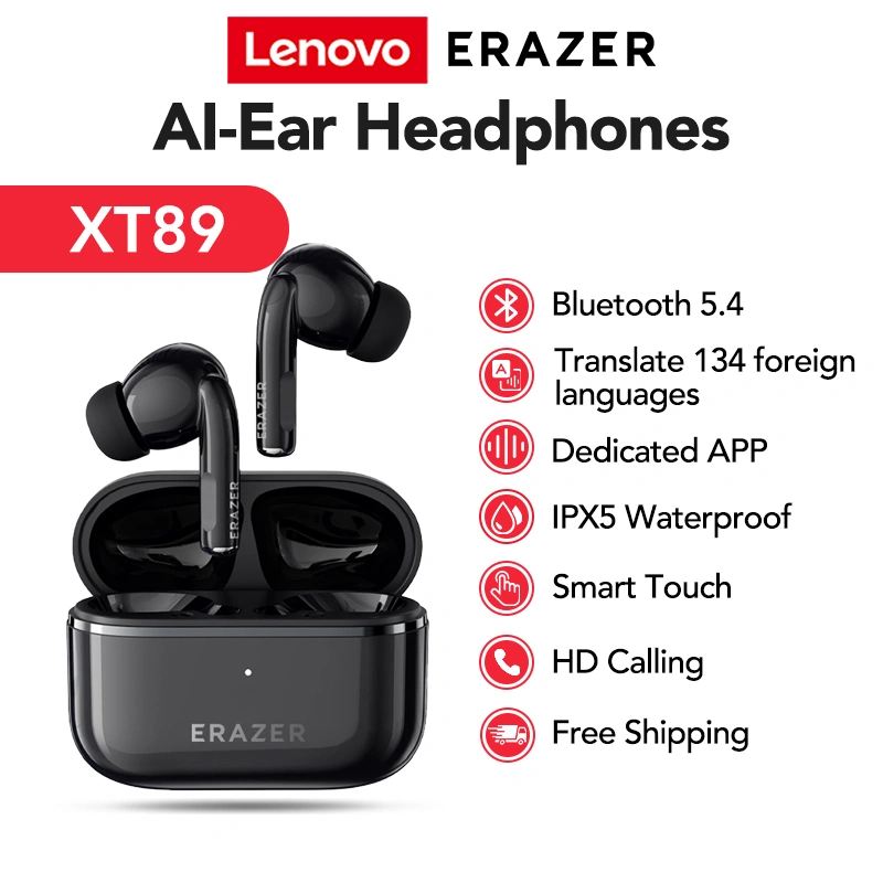 Lenovo XT89pro ERAZER Headset Nirkabel Bluetooth V5.4 AI Terjemahan Earphone