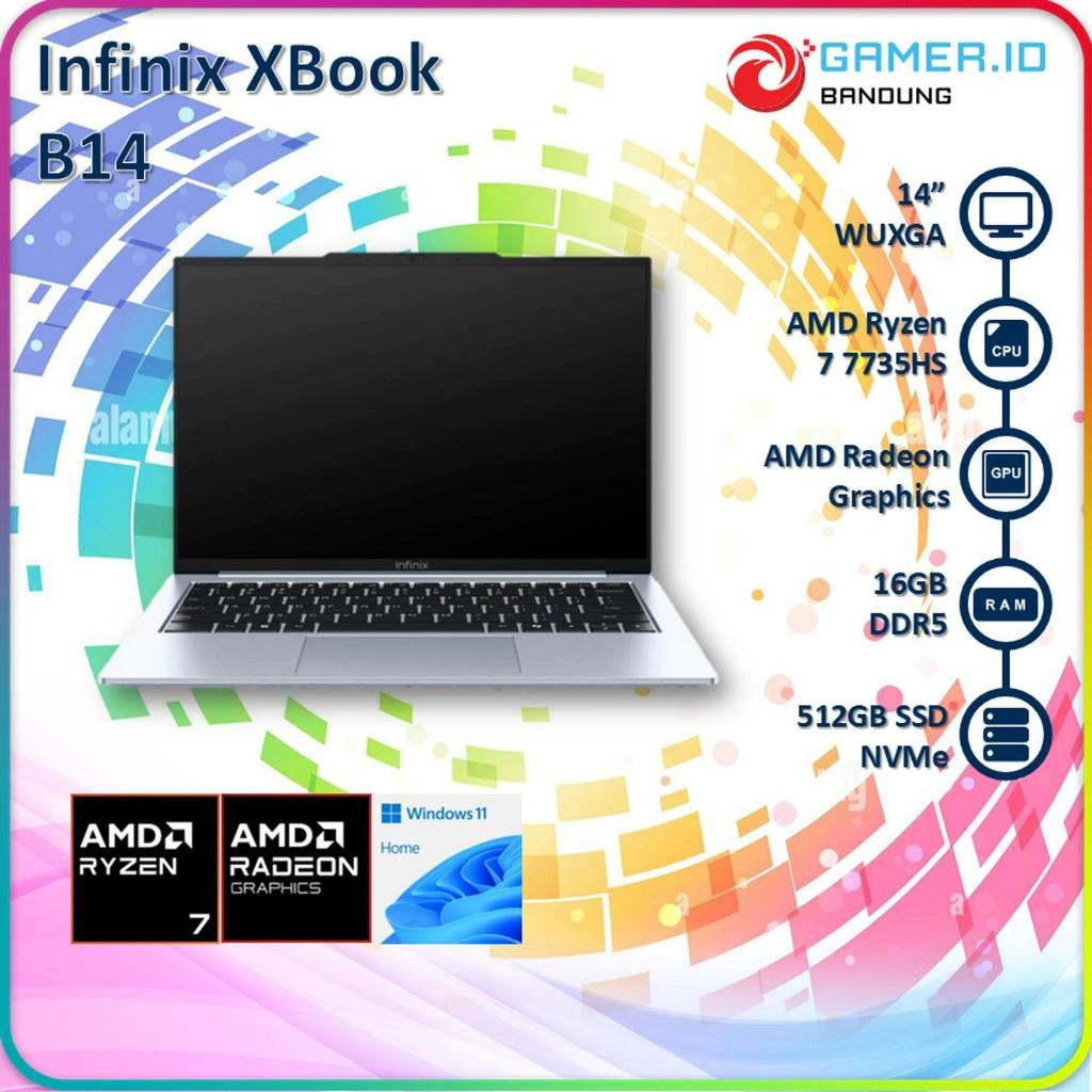 INFINIX XBOOK B14 AMD RYZEN 7 7735HS 8GB/16GB 512GB 14" WUXGA IPS