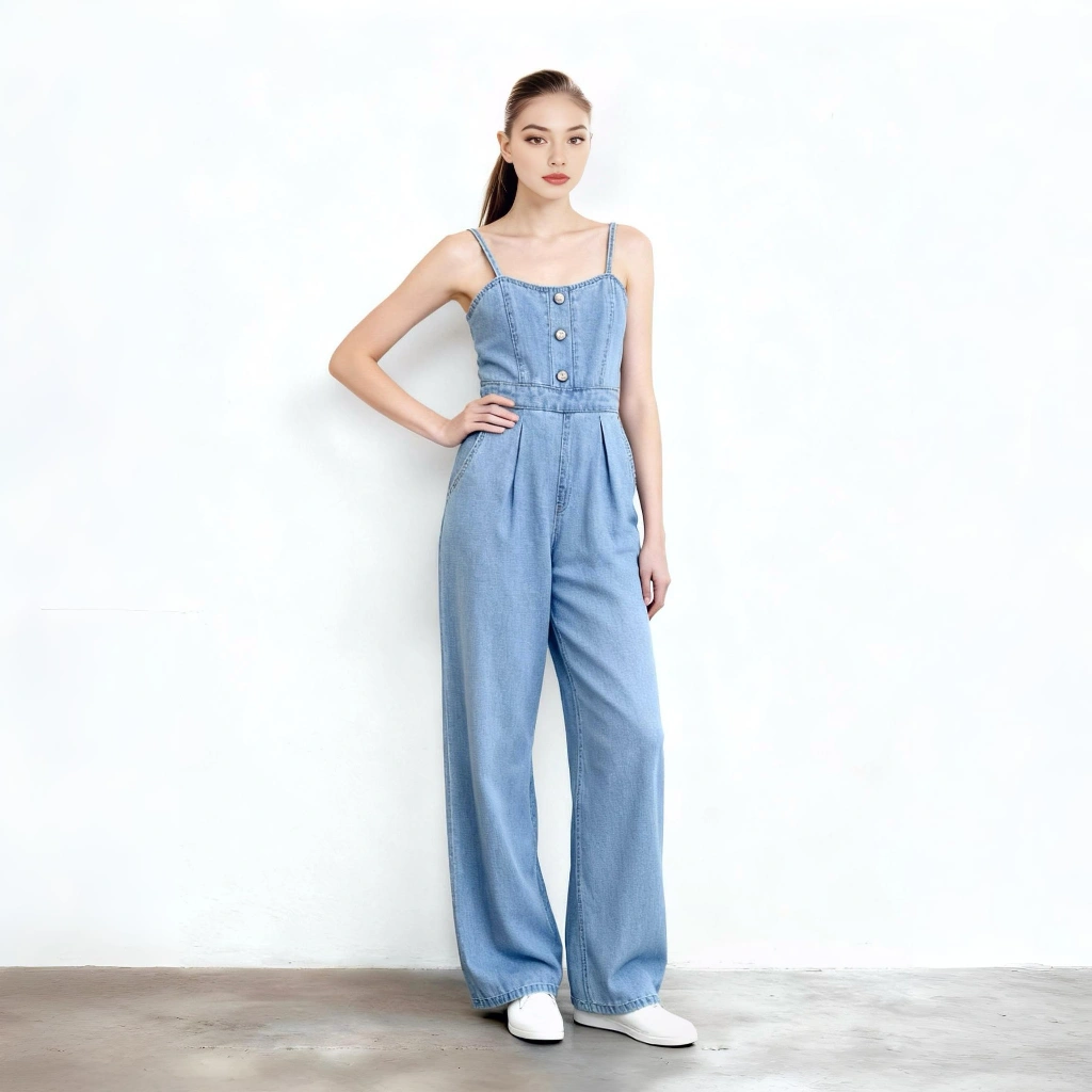 Jumpsuit Denim Wanita Biru Loose Pants 6753 – Dare To Be