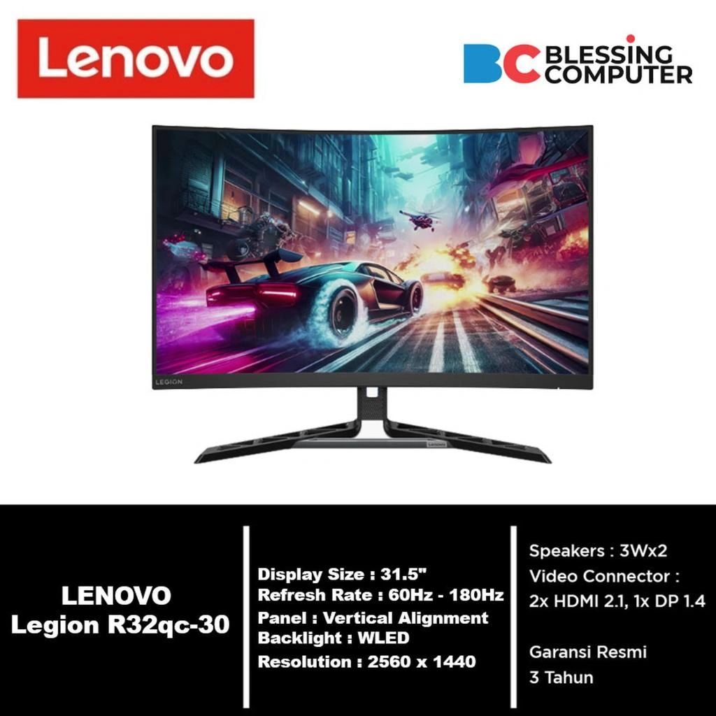 Monitor LENOVO Legion R32qc-30 31.5 QHD 180Hz 0.5ms