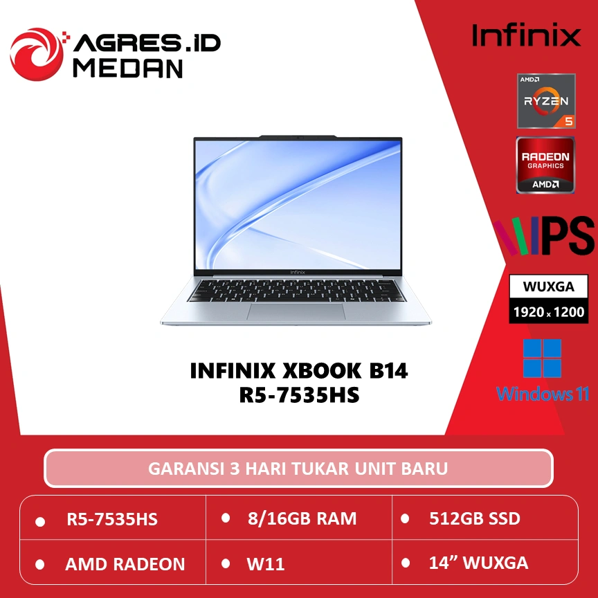 INFINIX XBOOK B14 RYZEN 5 7535HS 16GB 512GB W11 14.0WUXGA IPS