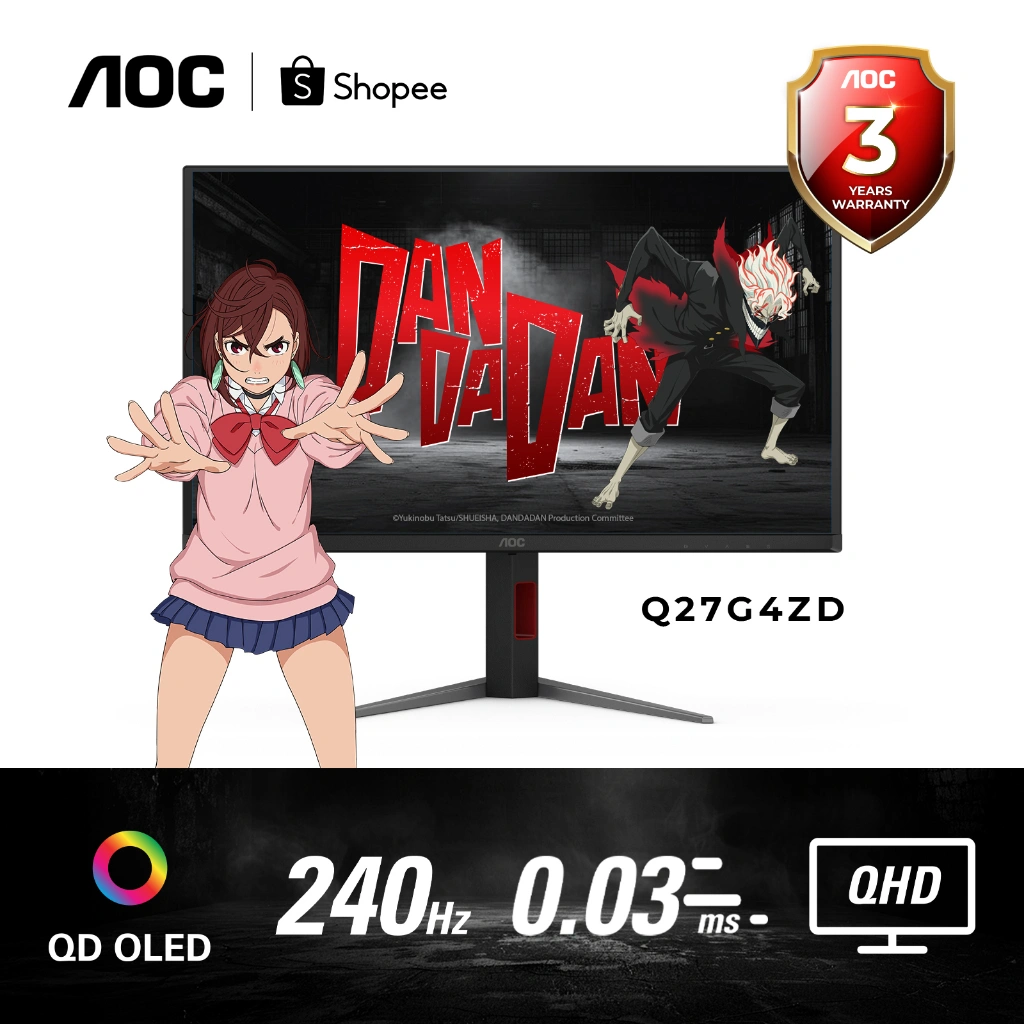 Monitor LED AOC Q27G4ZD 27" QD-OLED 240Hz QHD 0.03MS Adaptive Sync DisplayHDR True Black 400