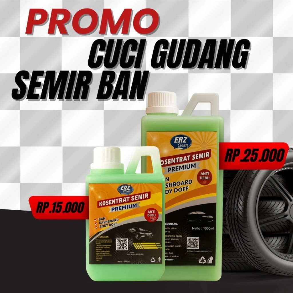ERZ CLEAN Konsentrat Semir Premium Ban Dashboard Body Doff 500 ml dan 1L  | Coating Kilap Anti Debu UV - Kosentrat Semir Premium 1Liter Semir Ban Anti Debu Semir Jok Semir Dashboard & Body Doff