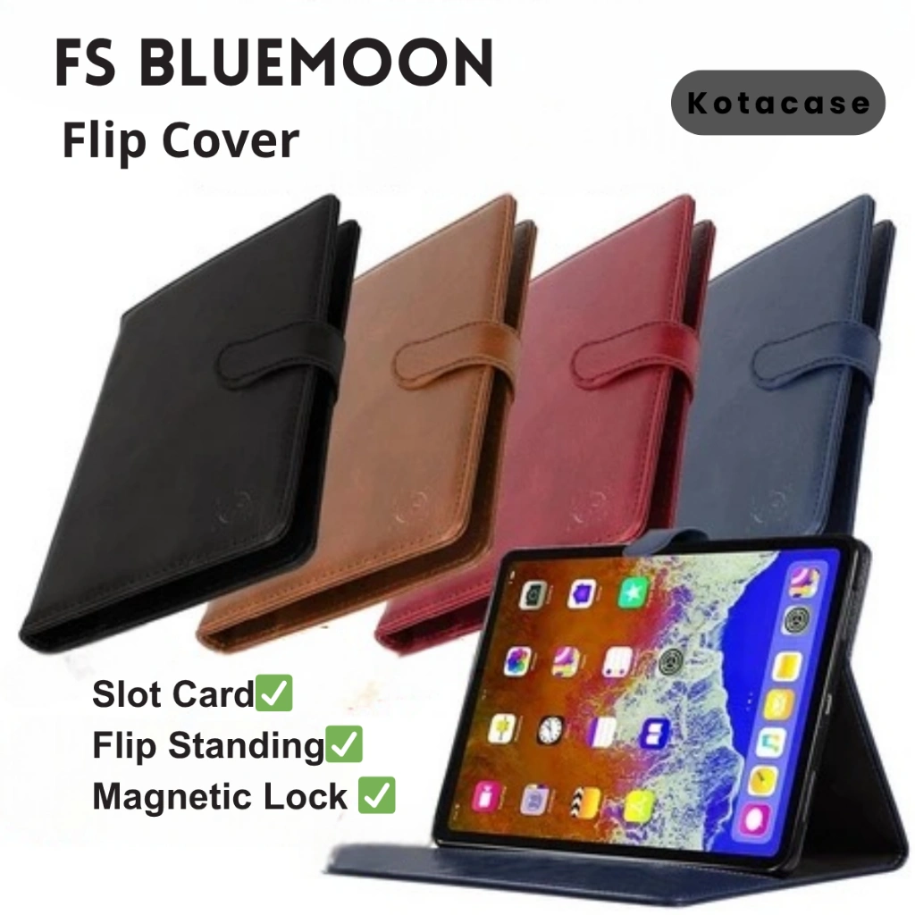 Flip Leather Realme Pad Mini | Realme Pad 10.4 Sarung Buku Book Case Magnetic Lock FS Bluemoon Slot Card Standing Case Kulit Sintetis