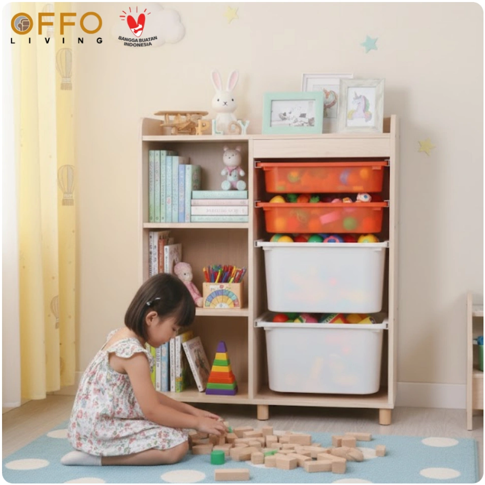 Offo Living - Rak Penyimpanan Mainan Anak Rak Multifungsi Kotak Penyimpanan Multifungsi 12