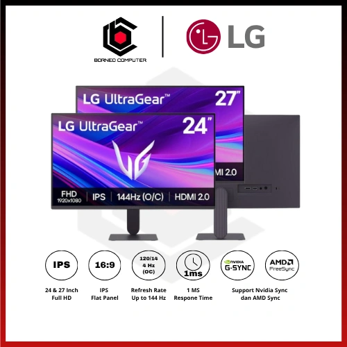 Monitor LG UltraGear G4 24 & 27 Inch 144Hz O/C FHD with Nvidia G-Sync dan AMD FreeSync