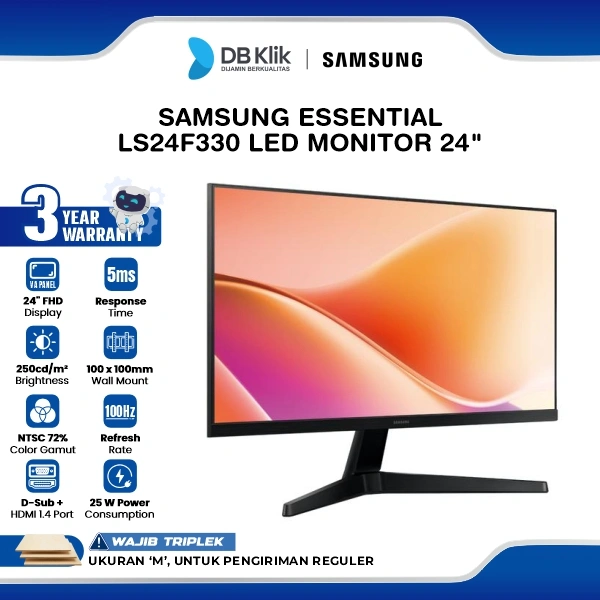 Samsung Essential LS24F330 LED Monitor 24" VA FHD 100Hz 5ms HDMI VGA