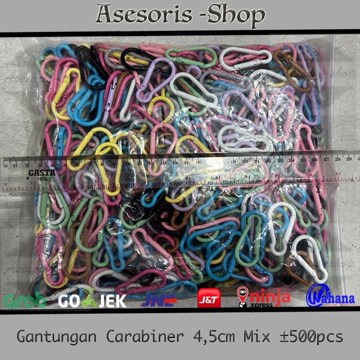 [GROSIR ± 500pcs ] Gantungan Kunci Carabiner Hook 4,5 cm MIX | Carabiner Mix | Gantungan Hook Carabiner Kaitan | Carabiner Mix ± 500 pcs